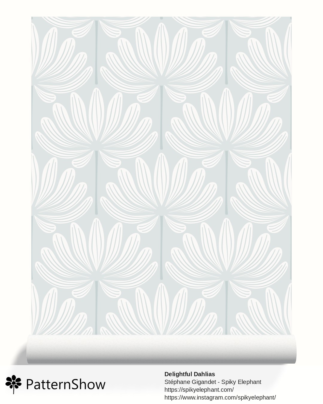 Delightful Dahlias wallpaper - White Grey Teal