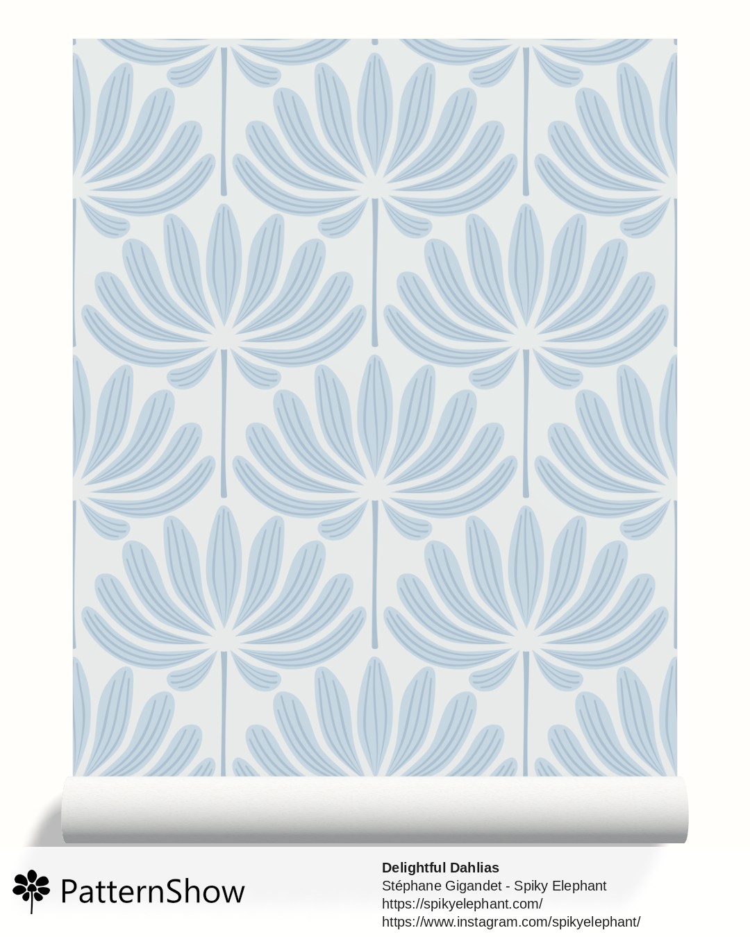 Delightful Dahlias wallpaper - Sky Baby Blue Cyan