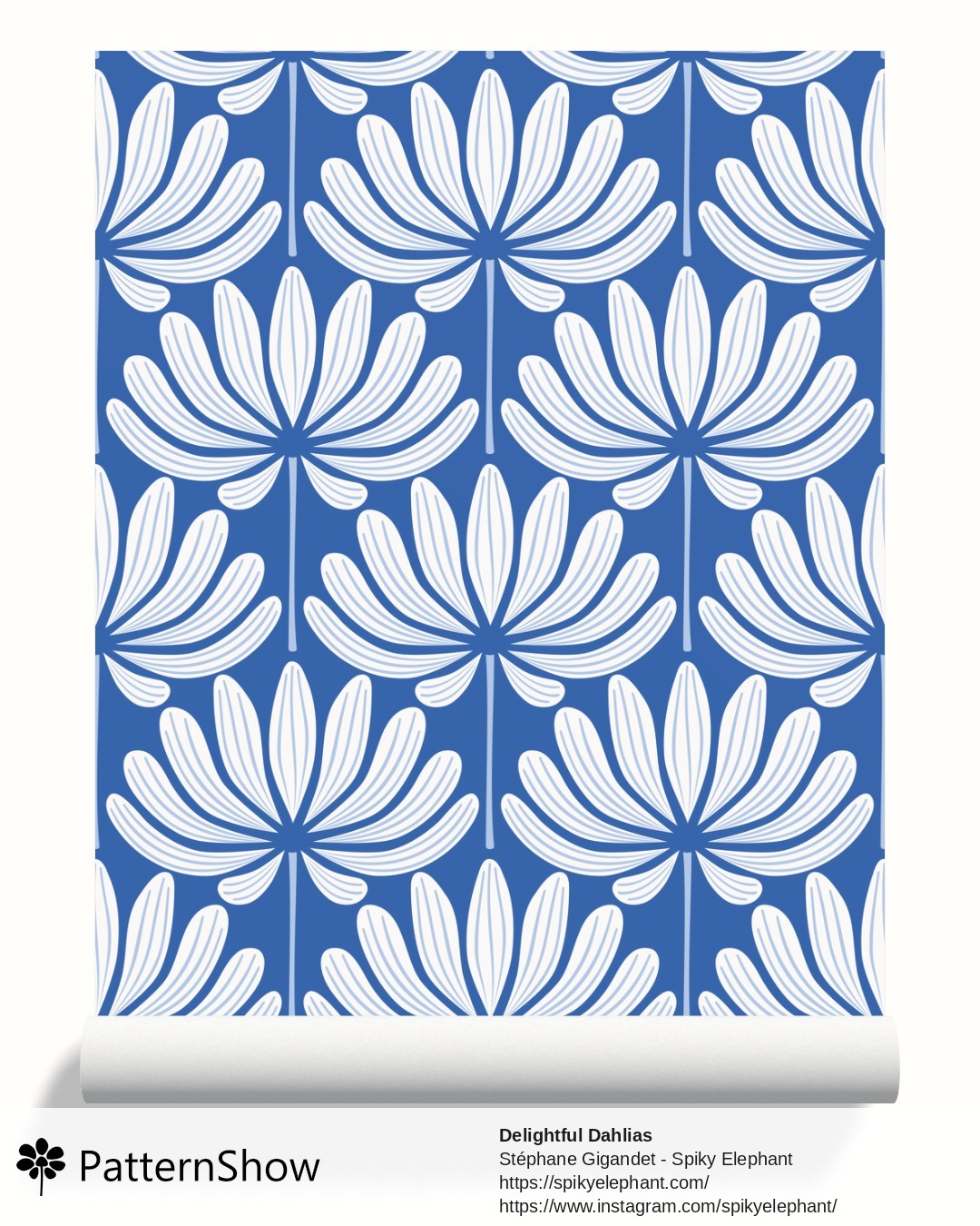 Delightful Dahlias wallpaper - White Azure Blue