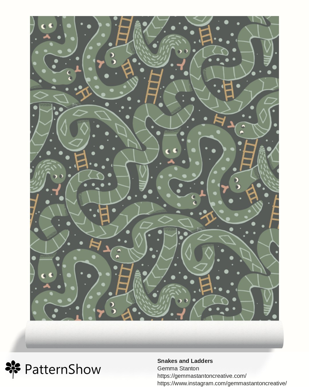 Snakes and Ladders wallpaper - Green and Blue