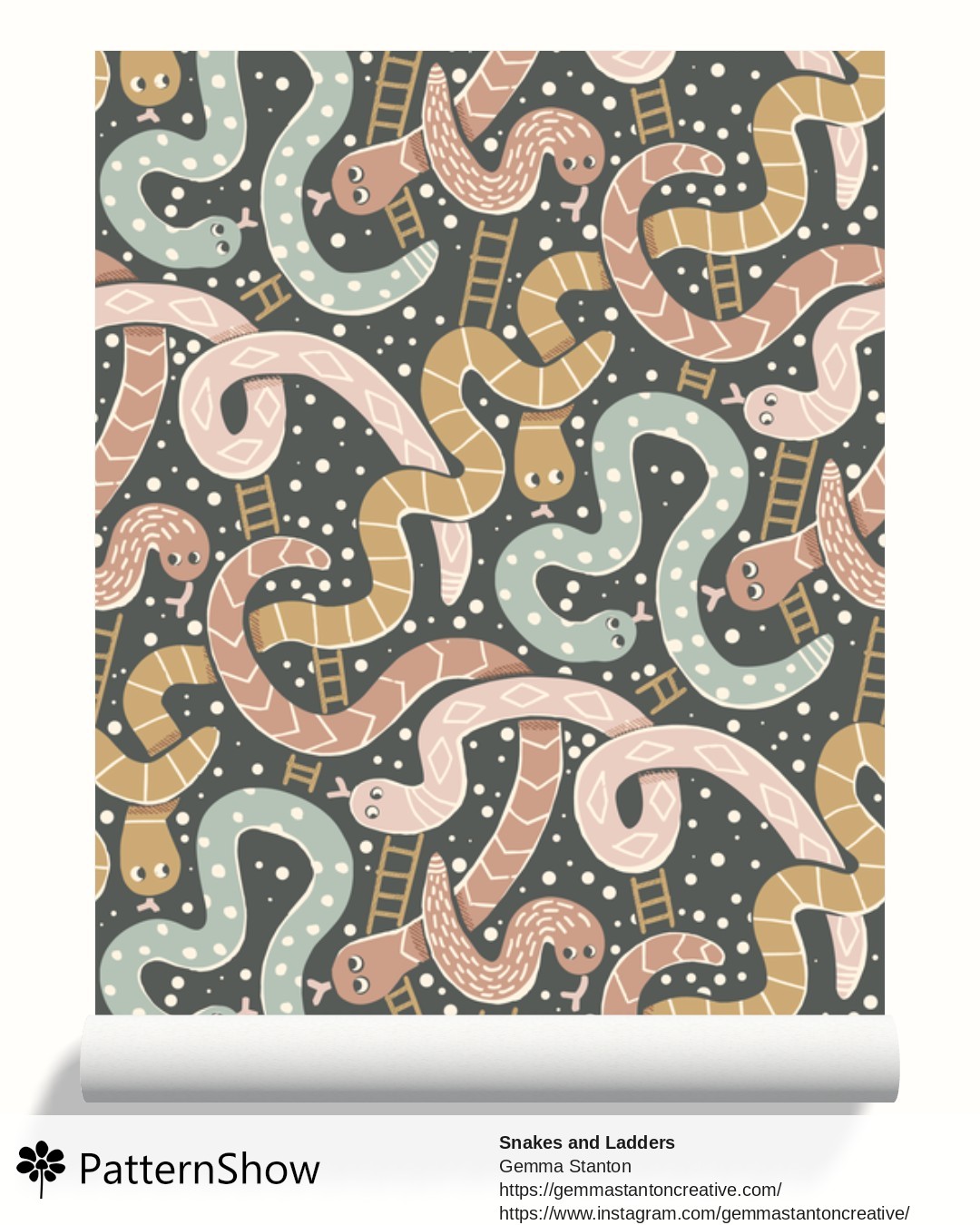 Snakes and Ladders wallpaper - Pink, Yellow, Blue