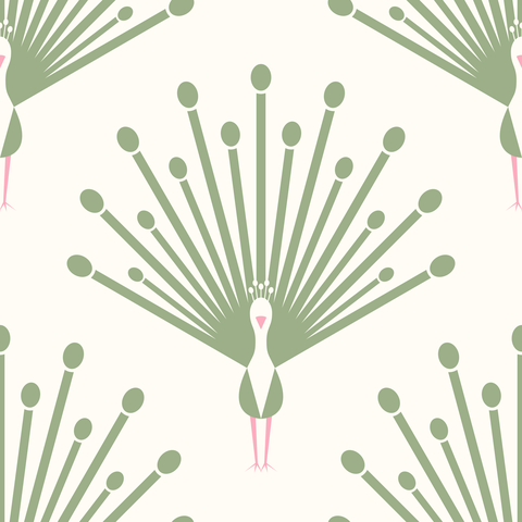 Sage Green Soft Pink on White Cream