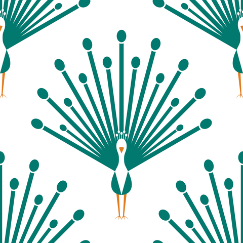 Pine Green Teal Orange on White