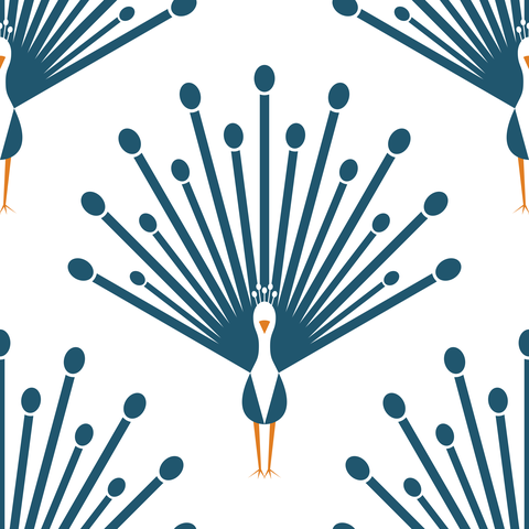 Blue Navy Teal Orange on White