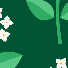 Hydrangea Cutouts Floral Blockprint - White Forest Green