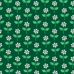 Hydrangea Cutouts Floral Blockprint - White Forest Green