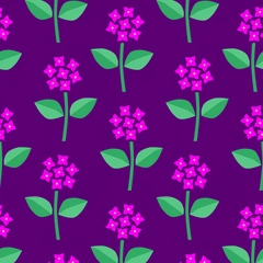 Hydrangea Cutouts Floral Blockprint - Hot Pink Green Purple