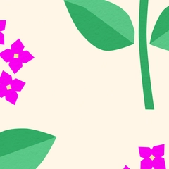 Hydrangea Cutouts Floral Blockprint - Hot Pink Green Butter Cream