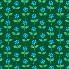 Hydrangea Cutouts Floral Blockprint - Cyan Blue Garden Forest Green