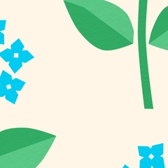 Hydrangea Cutouts Floral Blockprint - Cyan Green Butter Cream