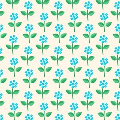 Hydrangea Cutouts Floral Blockprint - Cyan Green Butter Cream