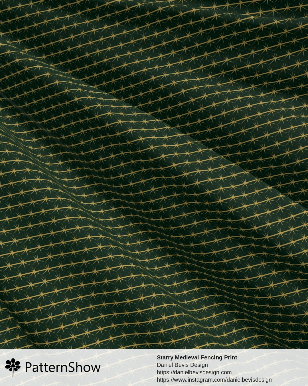 Starry Medieval Fencing Print - Jade & Gold