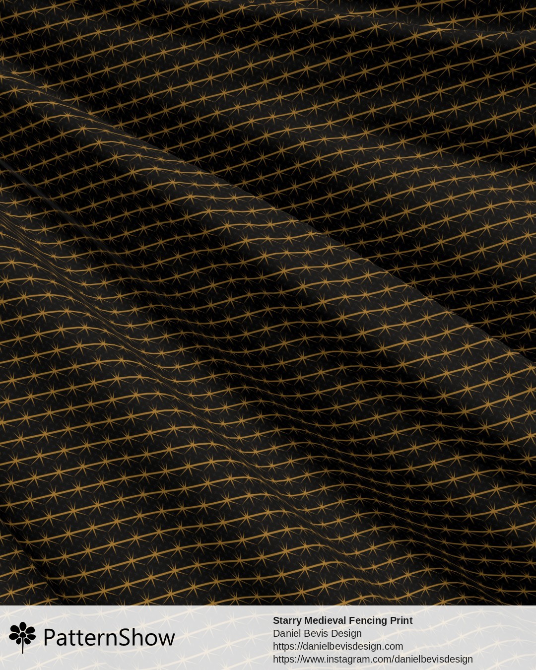 Starry Medieval Fencing Print - Medieval Grey & Gold