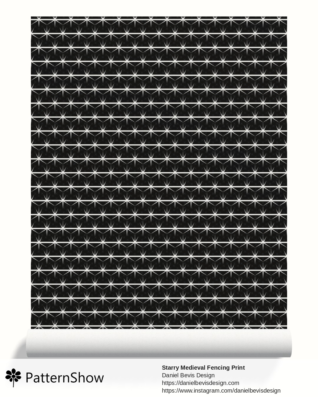 Starry Medieval Fencing Print wallpaper - Medieval Grey & White