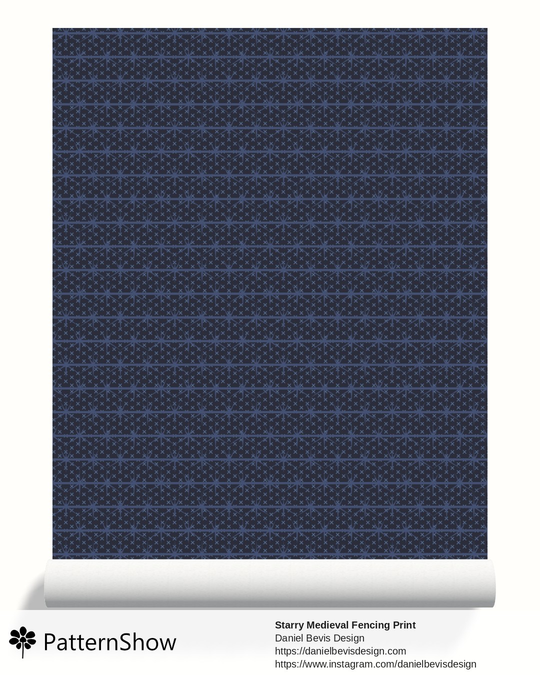 Starry Medieval Fencing Print wallpaper - Steel Navy Blue