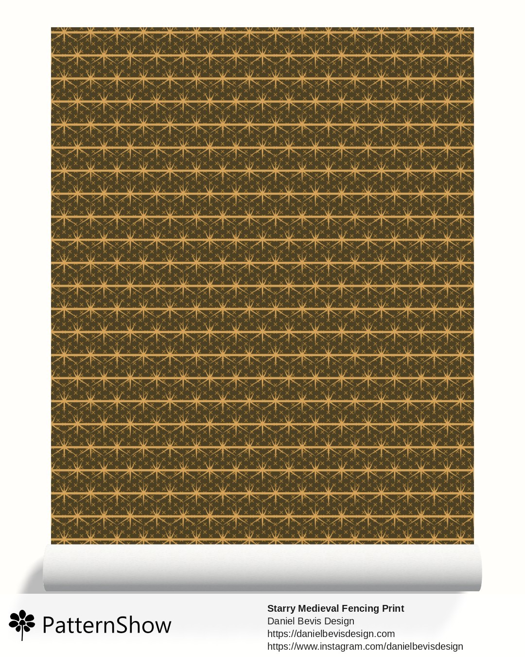 Starry Medieval Fencing Print wallpaper - Gold