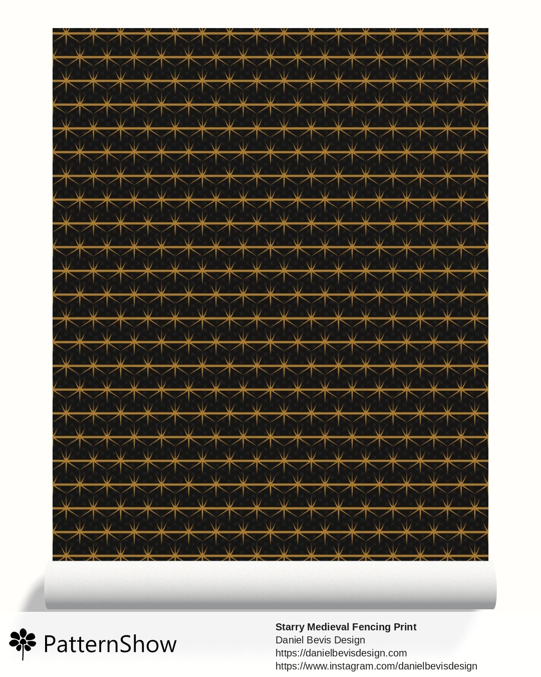 Starry Medieval Fencing Print wallpaper - Medieval Grey & Gold