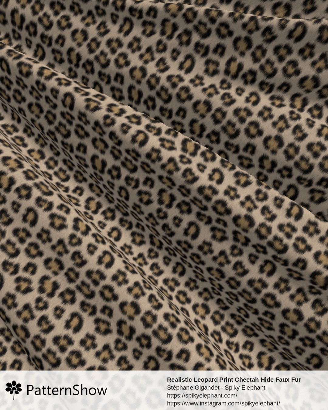Realistic Leopard Print Cheetah Hide Faux Fur - Black Brown Beige Cream Large