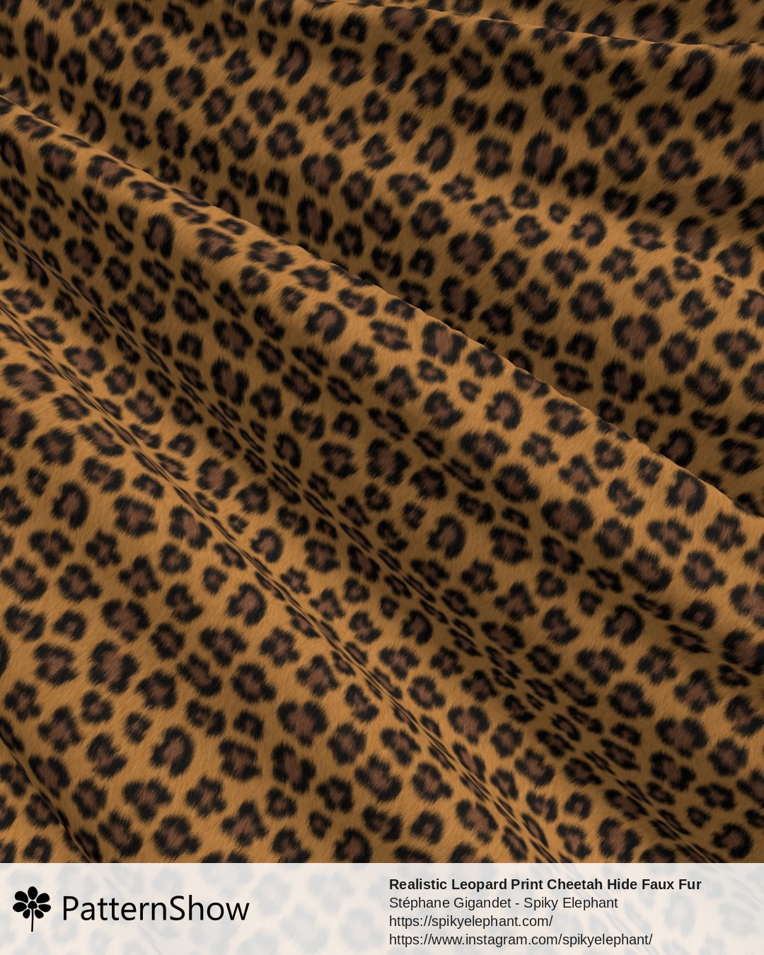 Realistic Leopard Print Cheetah Hide Faux Fur - Black Brown Camel Tawny Large