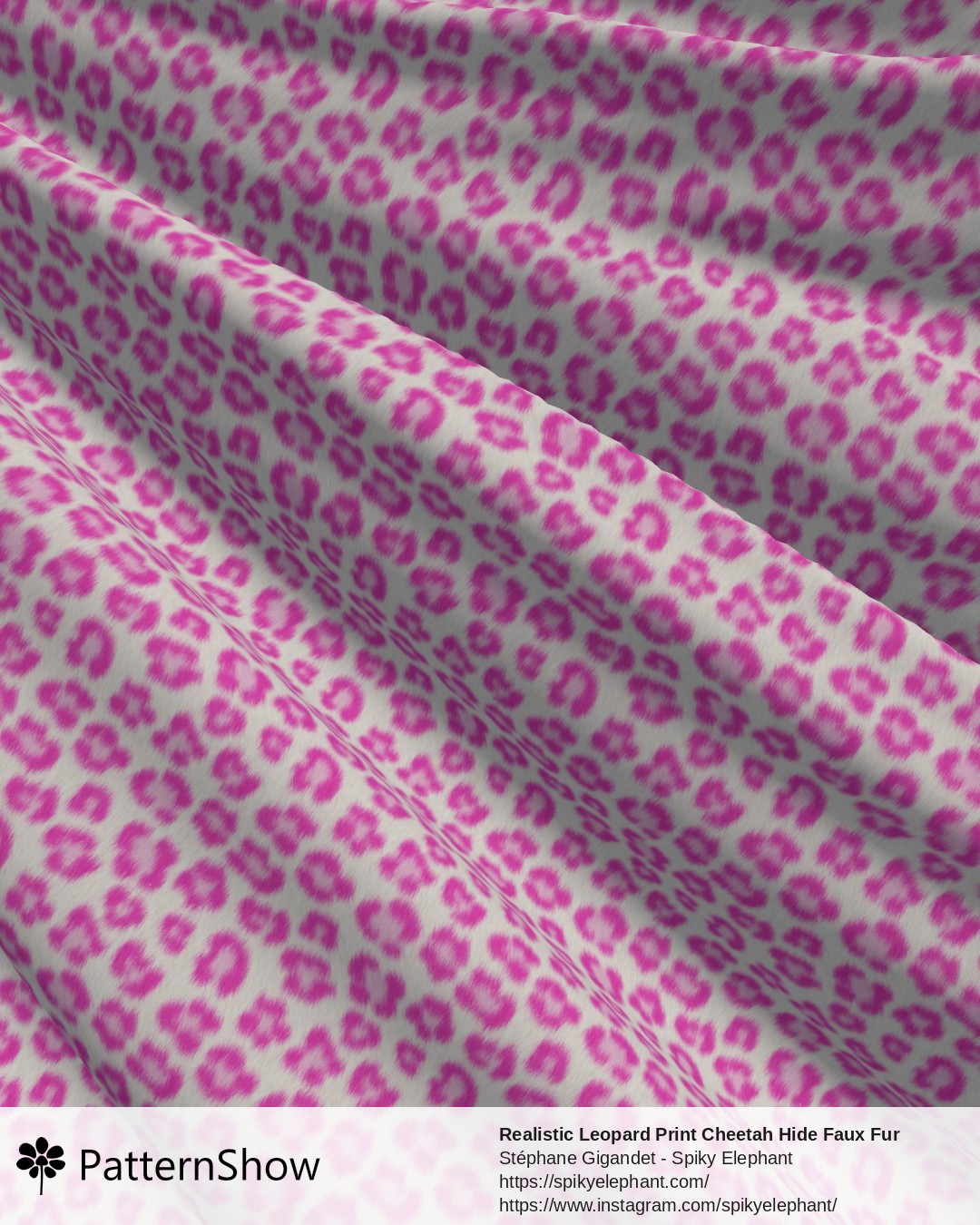 Realistic Leopard Print Cheetah Hide Faux Fur - White Light Hot Pink Large