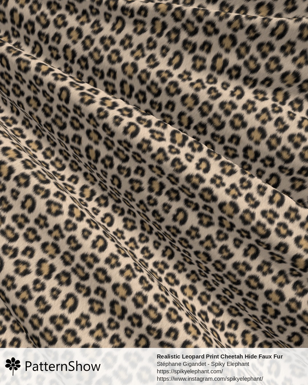 Realistic Leopard Print Cheetah Hide Faux Fur - Black Brown Beige Cream Large