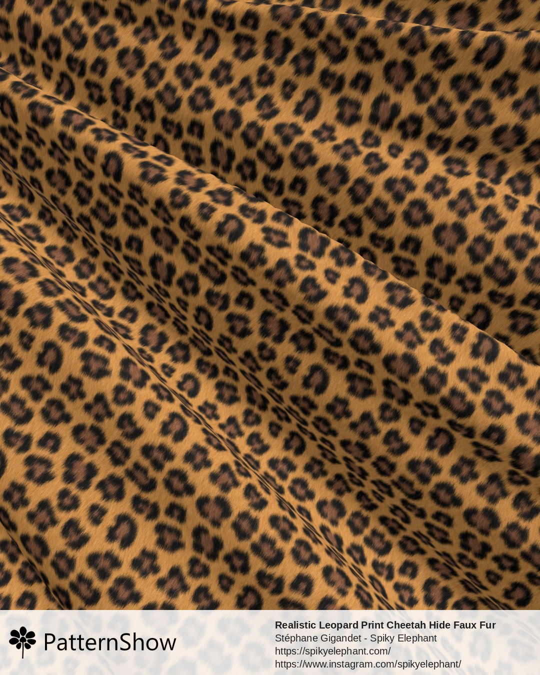 Realistic Leopard Print Cheetah Hide Faux Fur - Black Brown Camel Tawny Large
