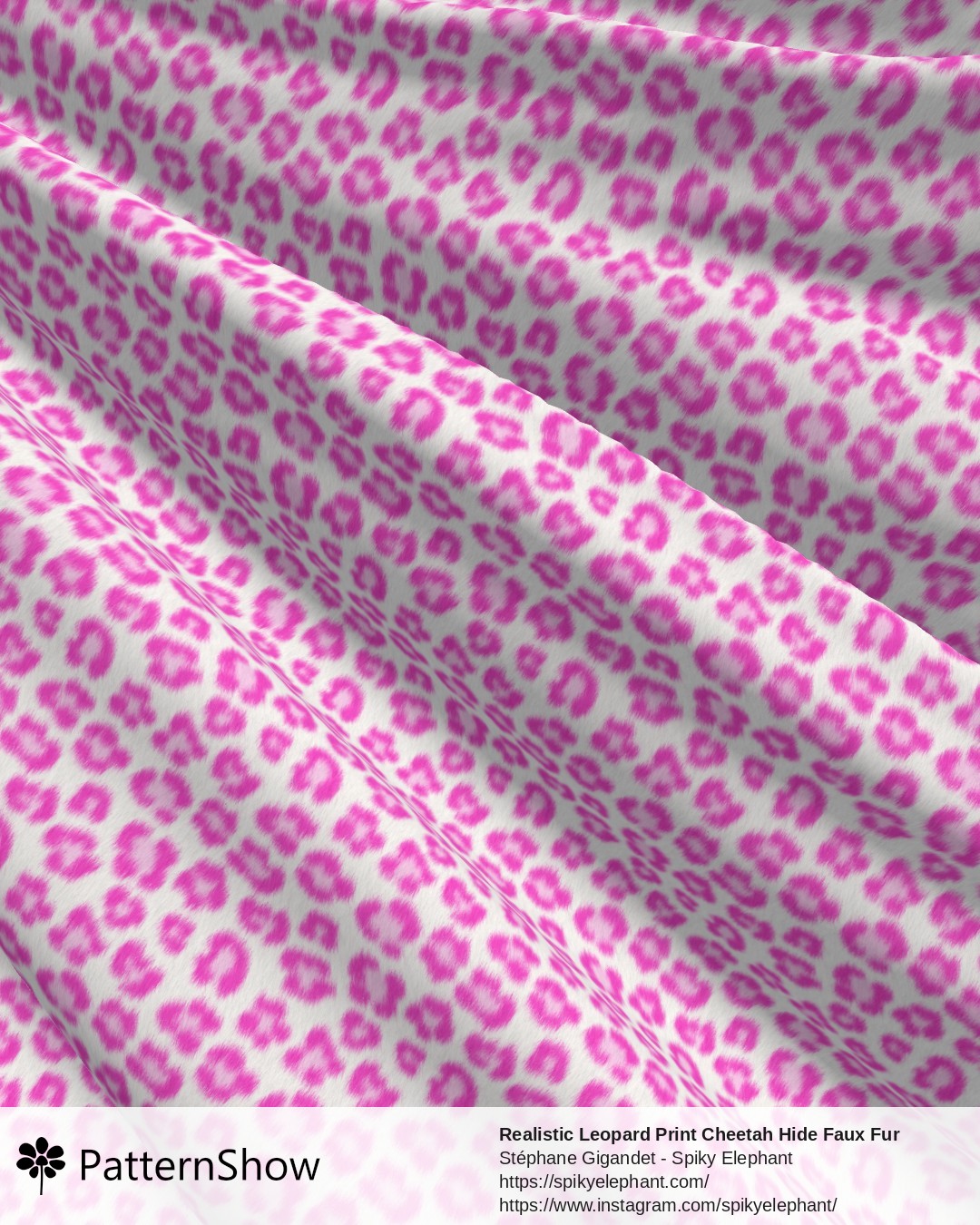 Realistic Leopard Print Cheetah Hide Faux Fur - White Light Hot Pink Large