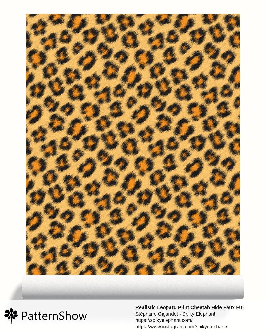 Realistic Leopard Print Cheetah Hide Faux Fur wallpaper - Black Brown Orange Tan Large