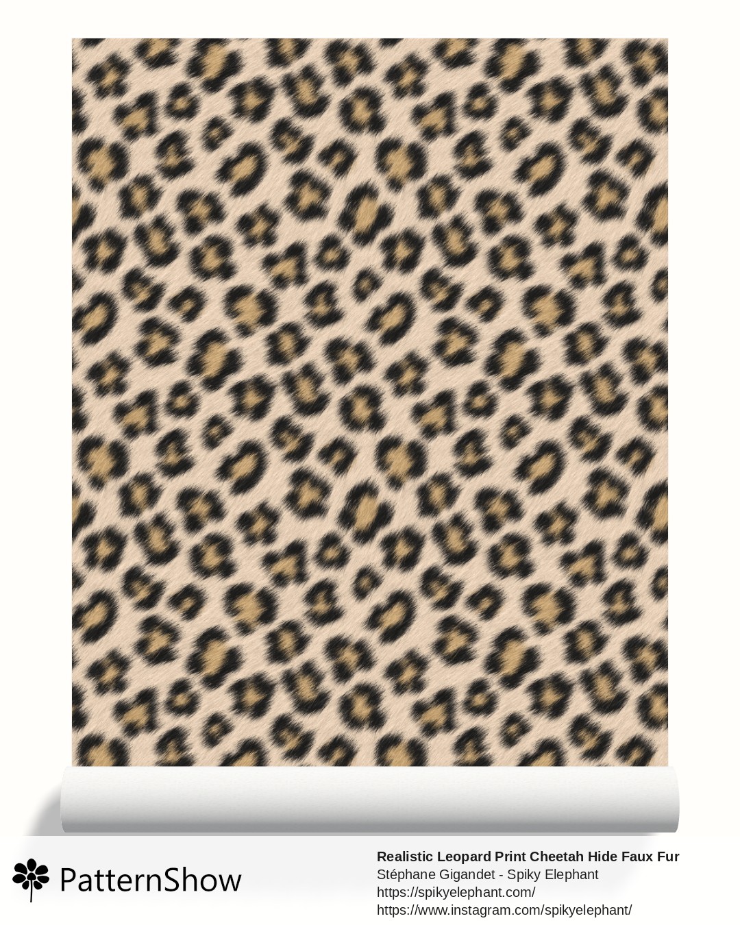 Realistic Leopard Print Cheetah Hide Faux Fur wallpaper - Black Brown Beige Cream Large
