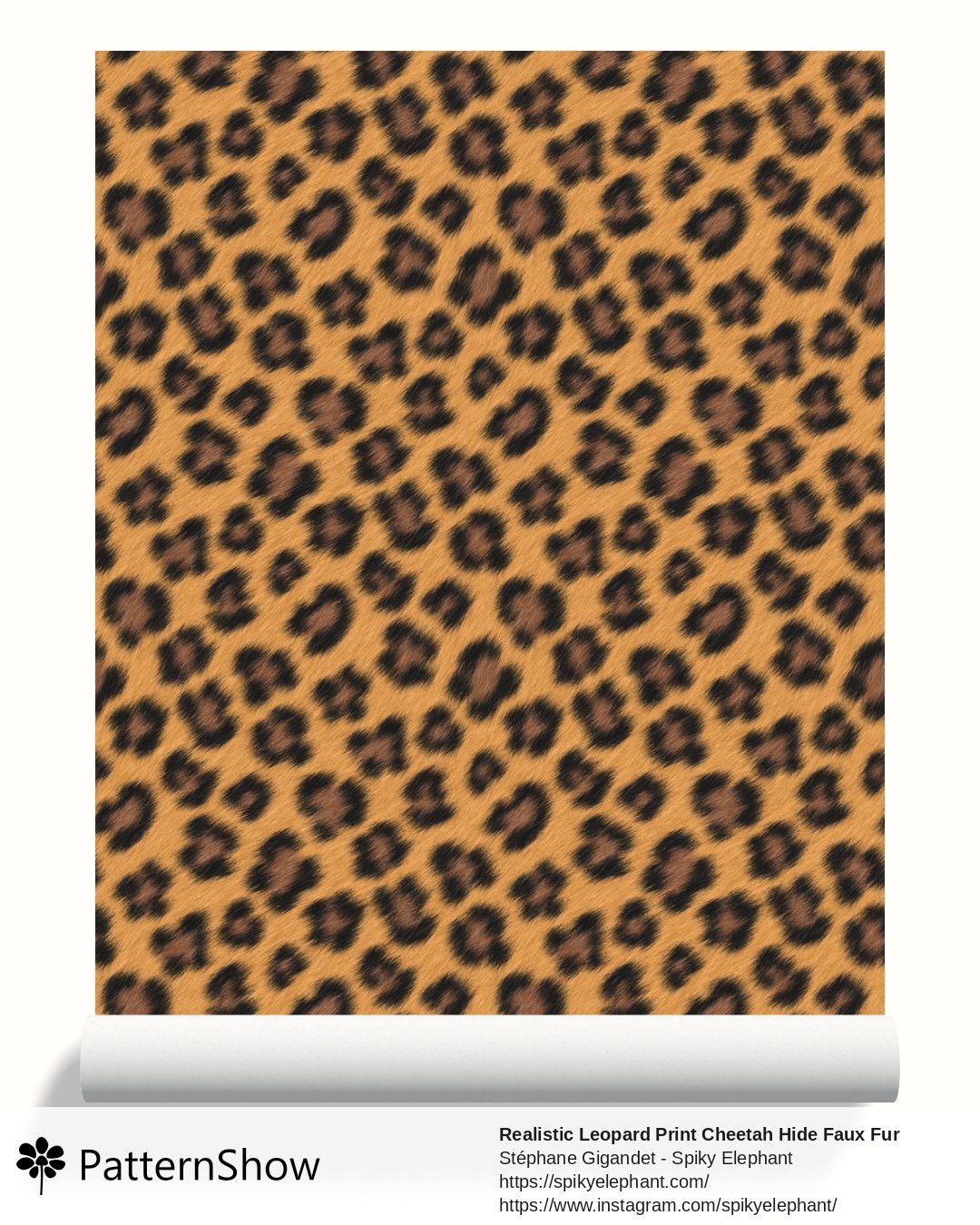Realistic Leopard Print Cheetah Hide Faux Fur wallpaper - Black Brown Camel Tawny Large