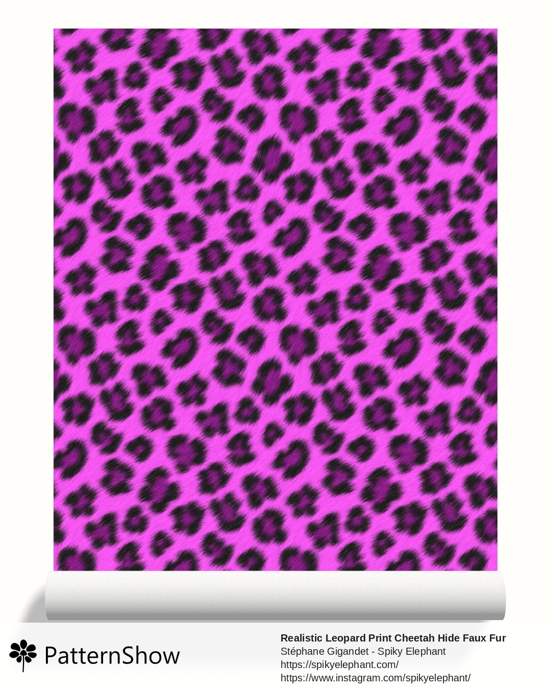 Realistic Leopard Print Cheetah Hide Faux Fur wallpaper - Black Violet Hot Pink Large