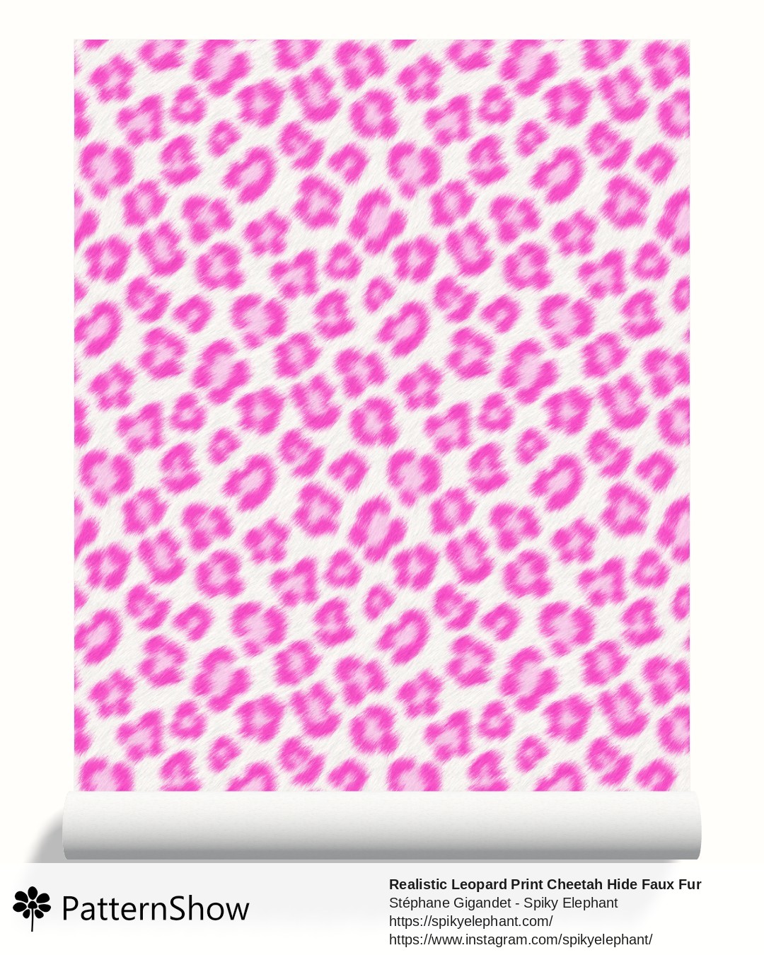 Realistic Leopard Print Cheetah Hide Faux Fur wallpaper - White Light Hot Pink Large