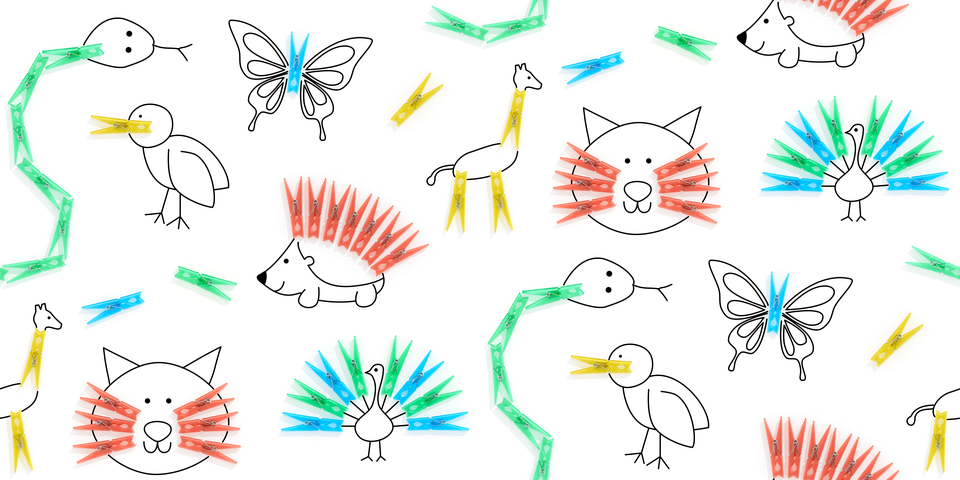 Neon Green, Blue, Yellow, Orange, Pink, Red on White Background