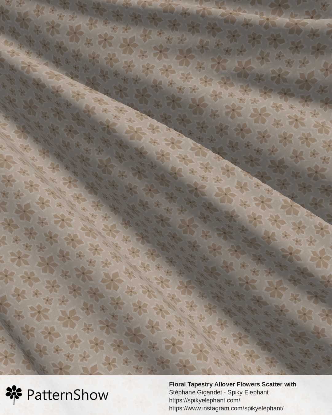 Floral Tapestry Allover Flowers Scatter with Woven Texture - Beige