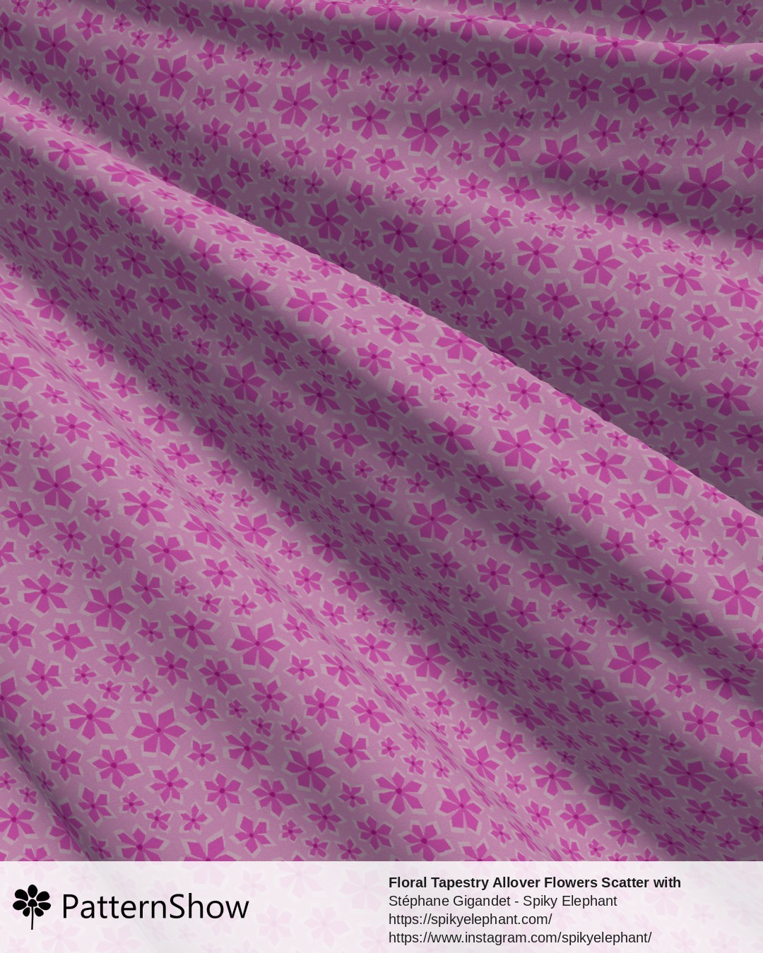 Floral Tapestry Allover Flowers Scatter with Woven Texture - Hot Pink