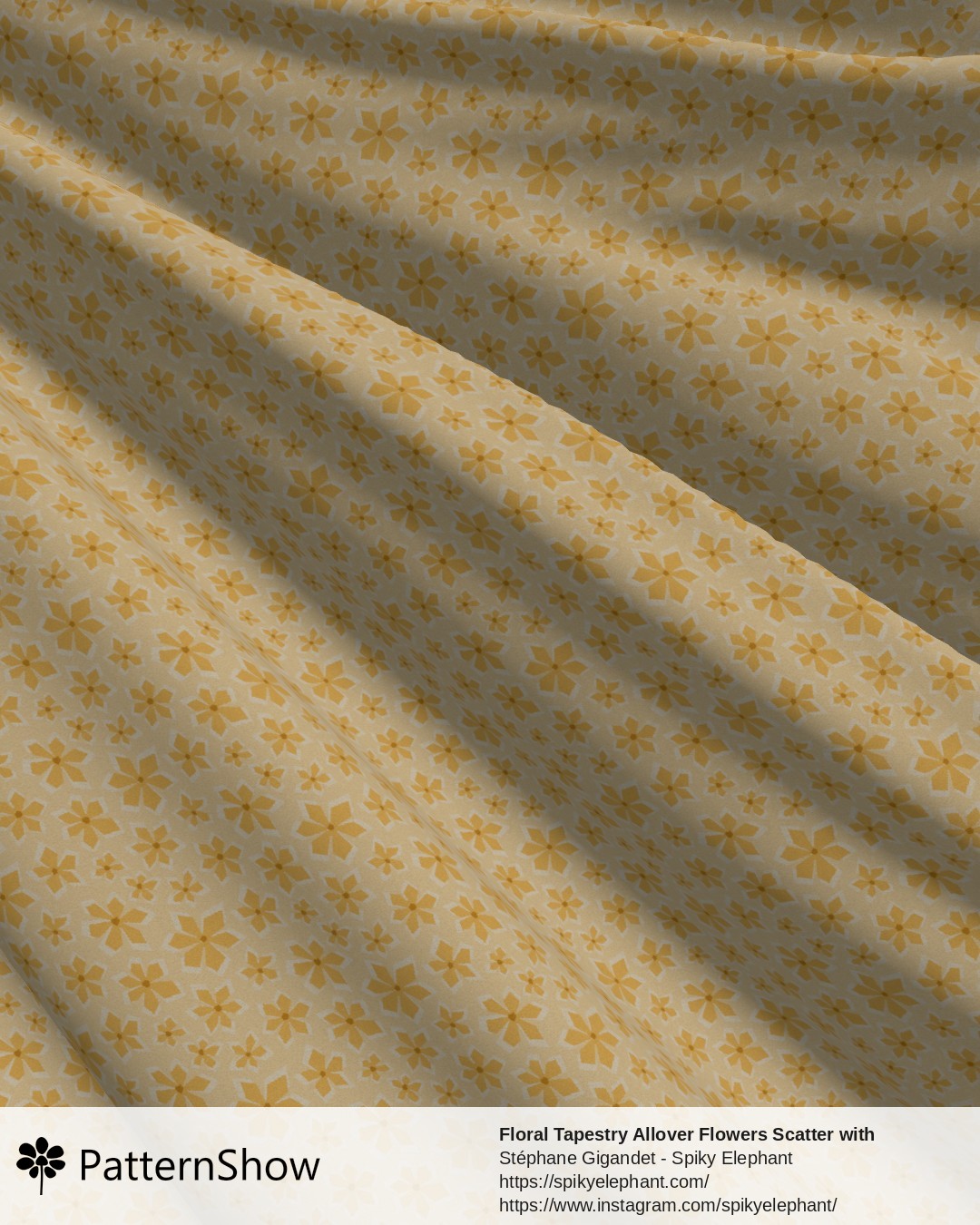 Floral Tapestry Allover Flowers Scatter with Woven Texture - Sunny Yellow Butter Cream