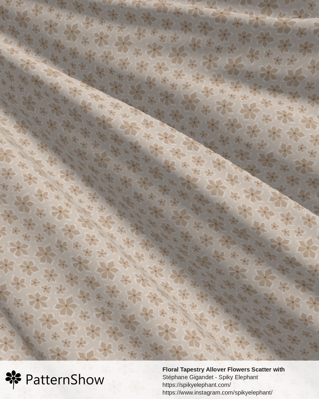 Floral Tapestry Allover Flowers Scatter with Woven Texture - Beige