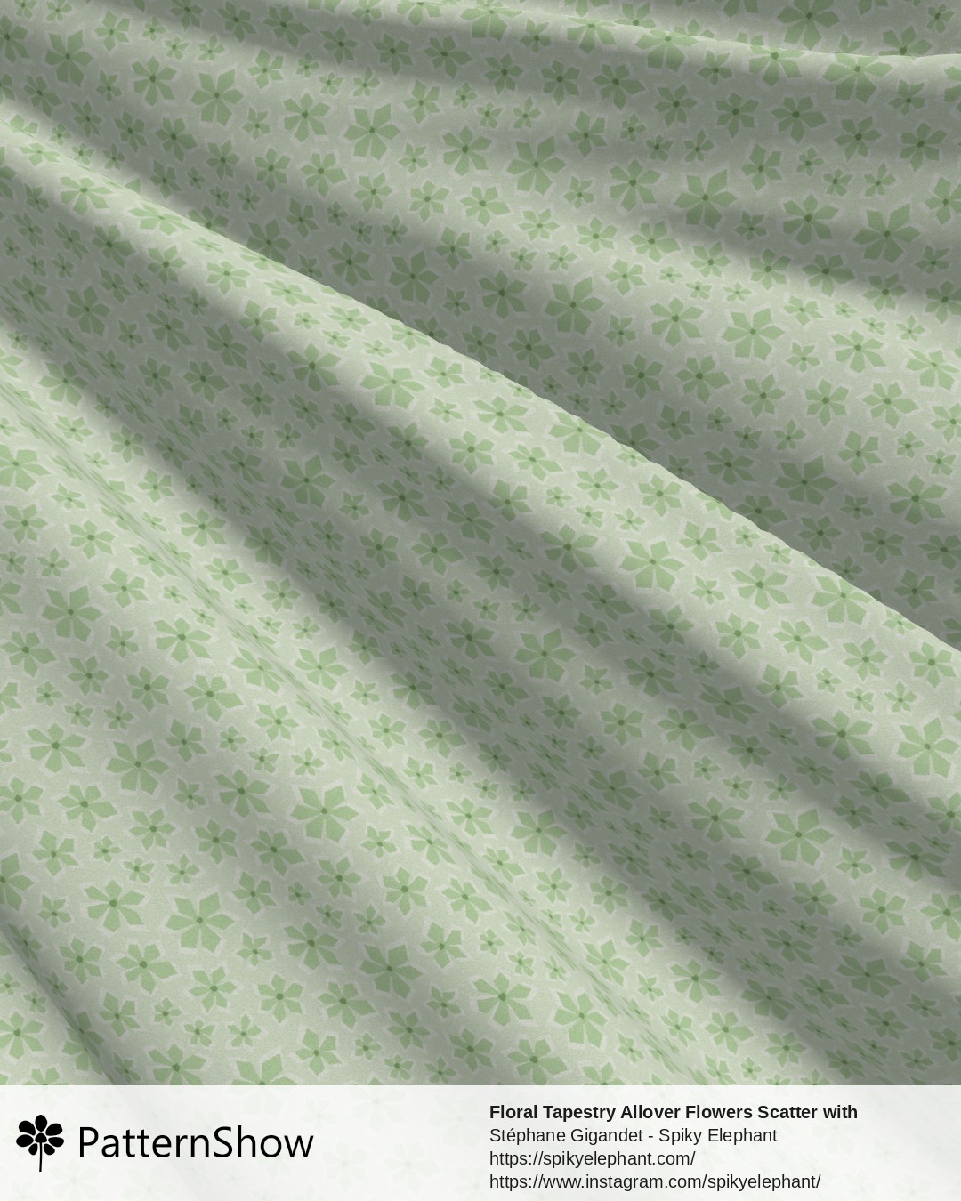 Floral Tapestry Allover Flowers Scatter with Woven Texture - Sage Green