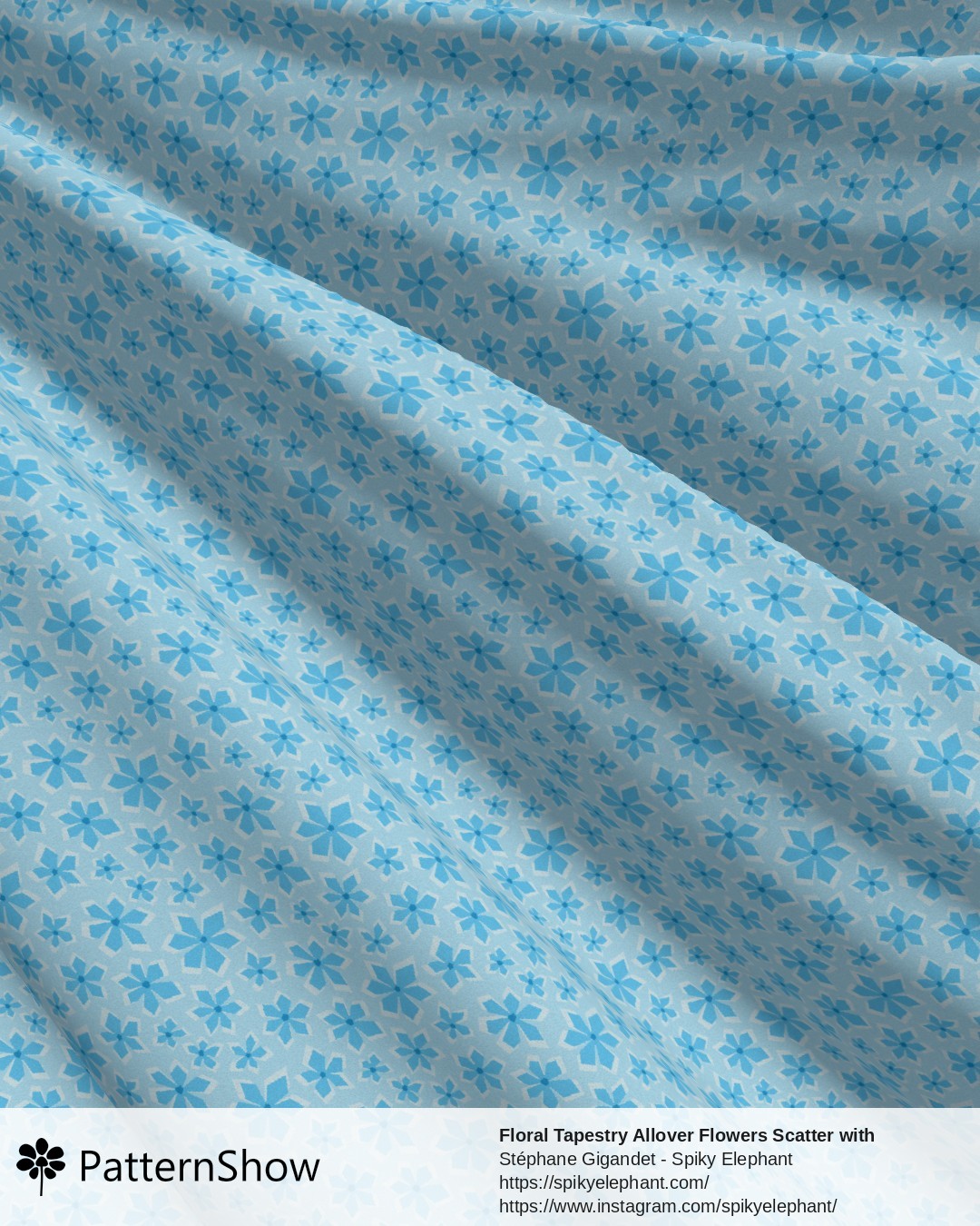 Floral Tapestry Allover Flowers Scatter with Woven Texture - Turquoise Blue
