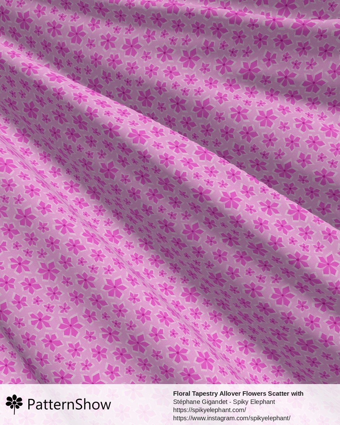 Floral Tapestry Allover Flowers Scatter with Woven Texture - Hot Pink