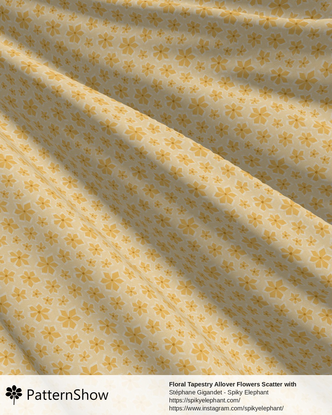 Floral Tapestry Allover Flowers Scatter with Woven Texture - Sunny Yellow Butter Cream