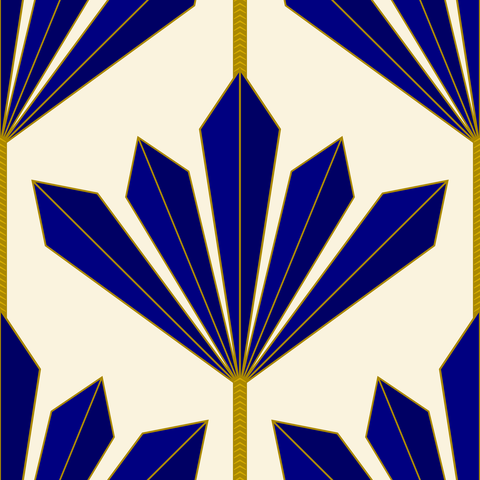 Sapphire Blue and Gold on Light Butter Yellow Cream