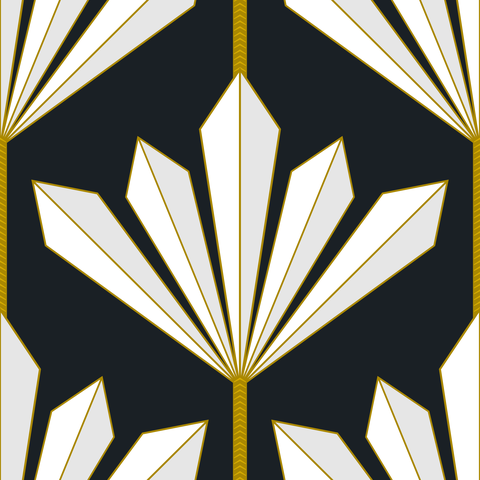 Ivory White and Gold on Charcoal Grey Black
