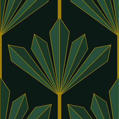 Emerald Green and Gold on Dark Green