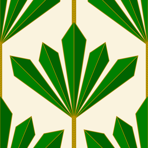 Emerald Green and Gold on Butter Yellow Cream