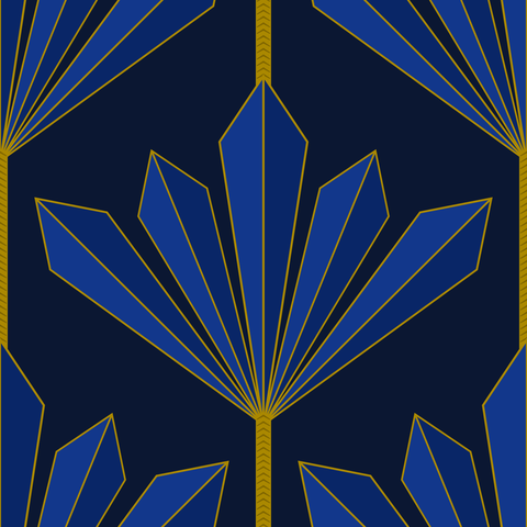Royal Blue Navy and Gold on Dark Teal