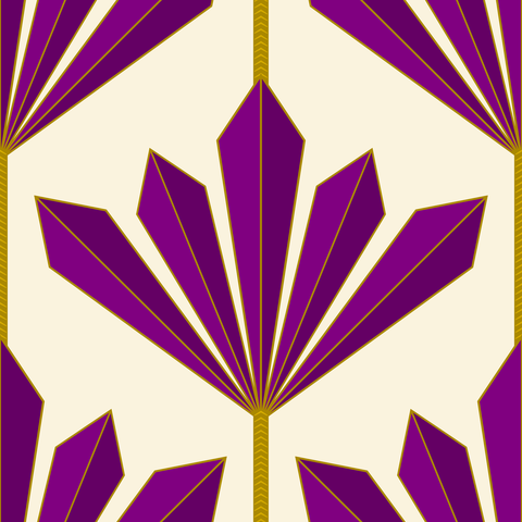 Amethyst Purple and Gold on Soft Yellow Cream