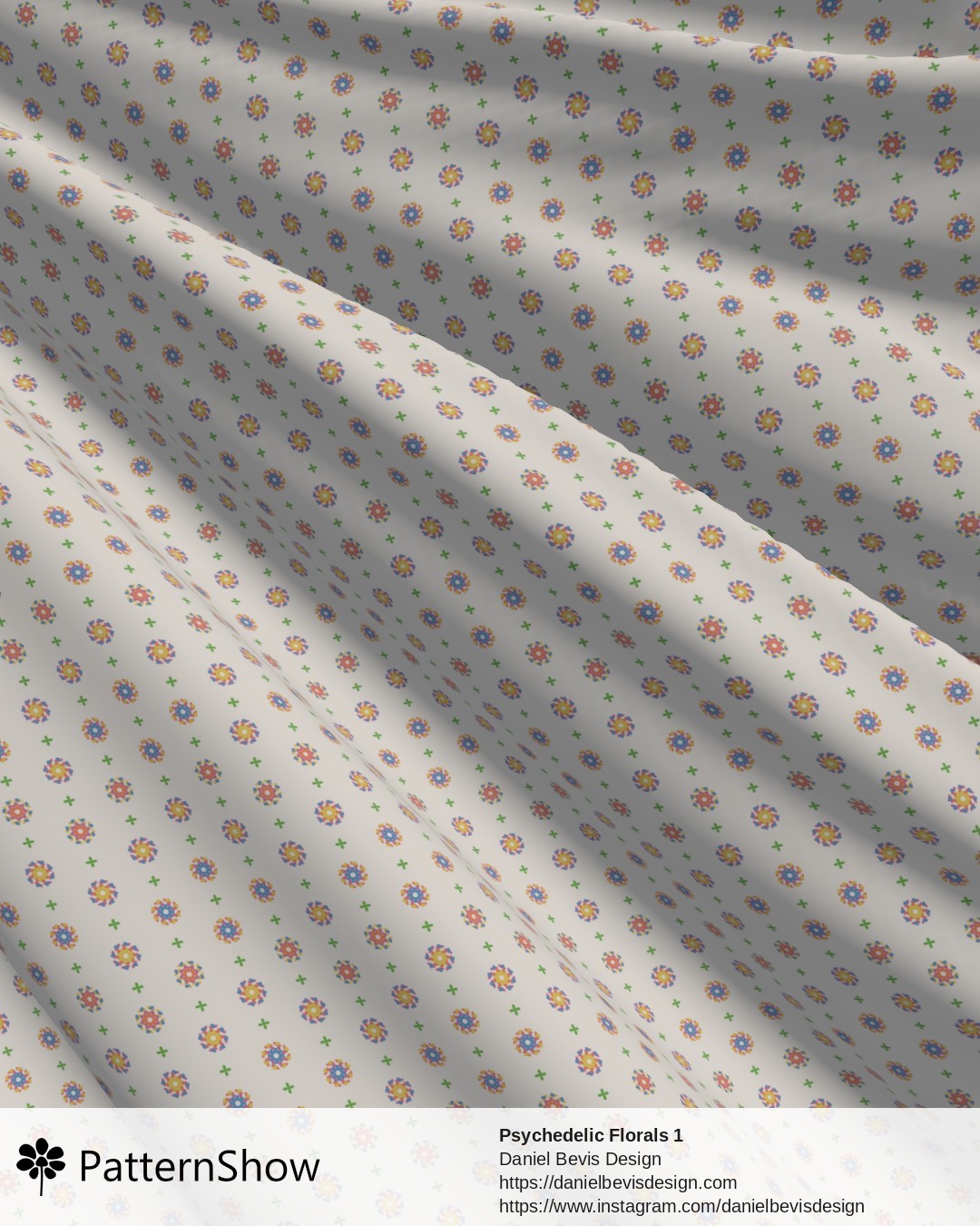 Psychedelic Florals 1 - Bright Retro Party and White
