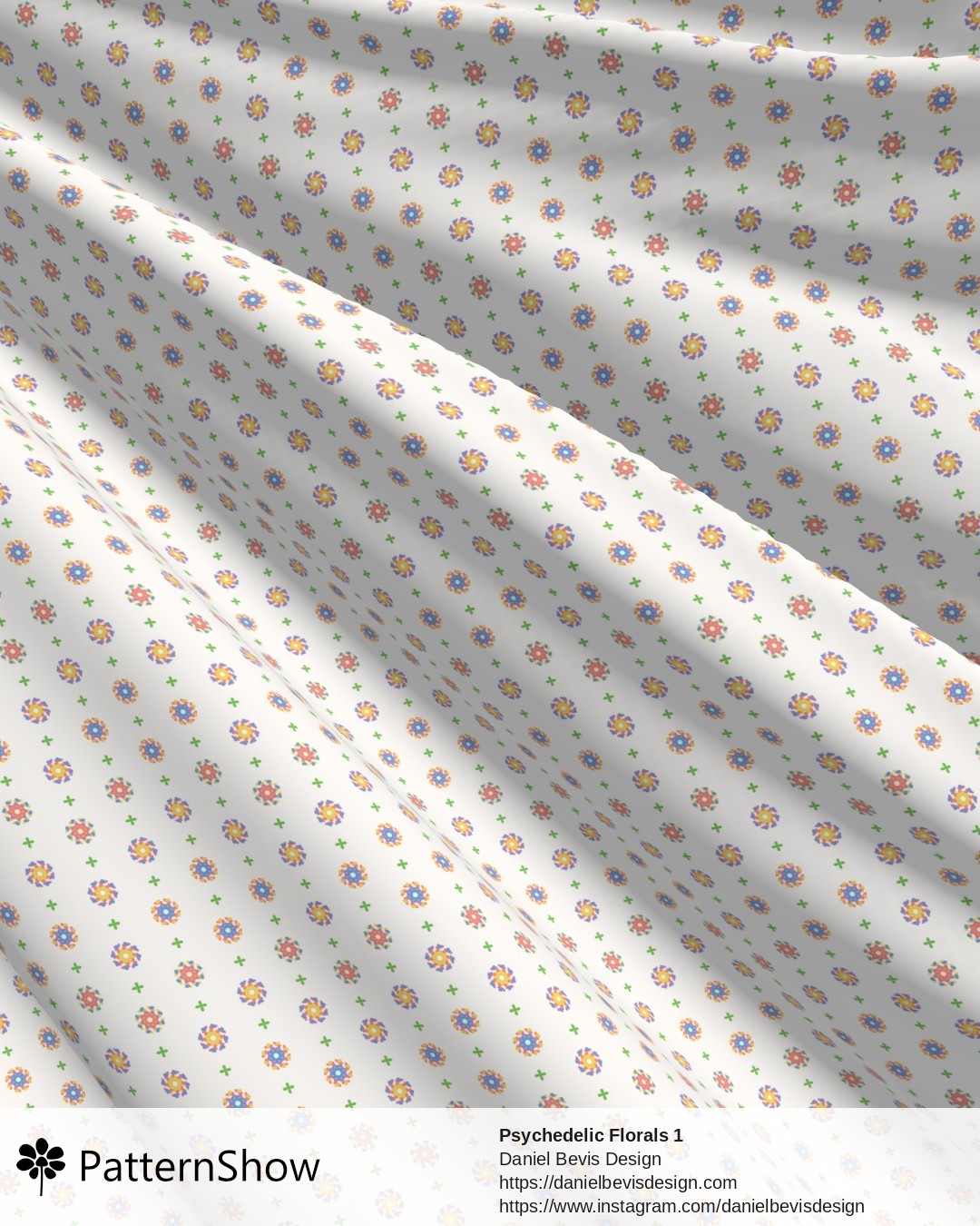 Psychedelic Florals 1 - Bright Retro Party and White