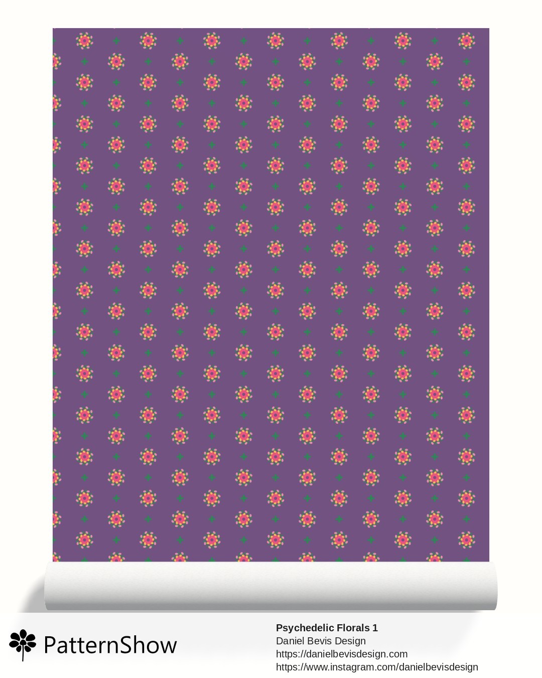 Psychedelic Florals 1 wallpaper - Summer Blush and Purple Magic
